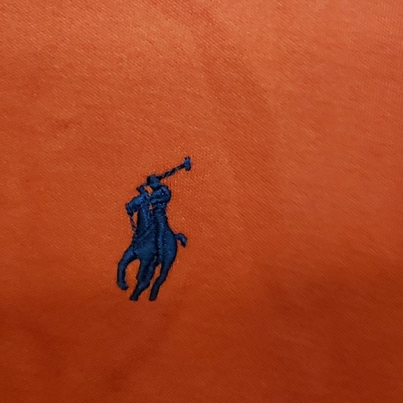 Vintage Polo Ralph Lauren Cotton Collared Shirt Bright Red Blue Pony Size Large - Picture 3 of 4